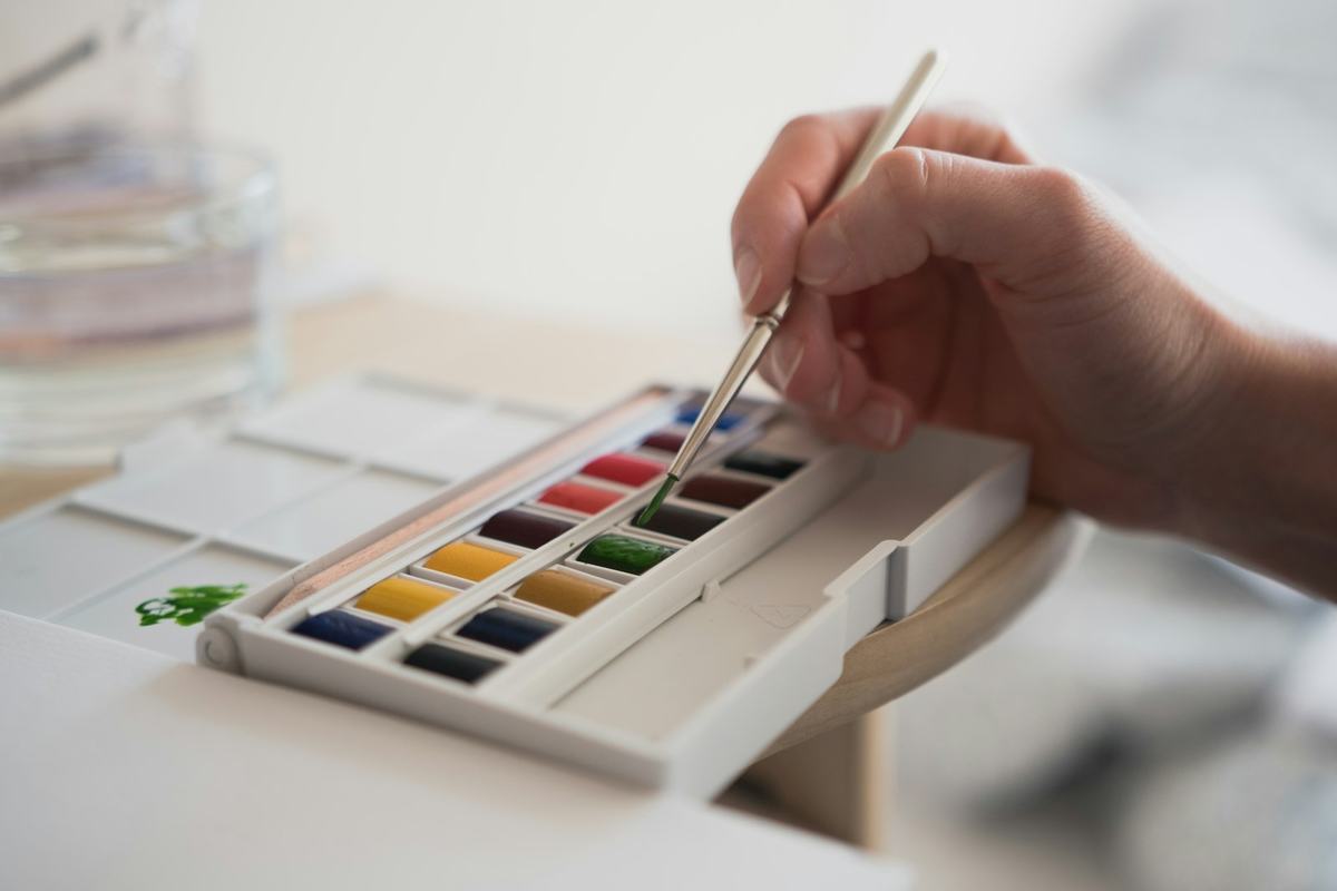 A hand painting with a watercolour set